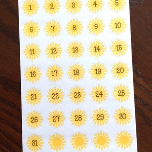 Sunshine Date Covers Planner Stickers - Sun Stickers - Summer Stickers - Sunshine Date Cover Up Stickers - Aantal countdown-stickers