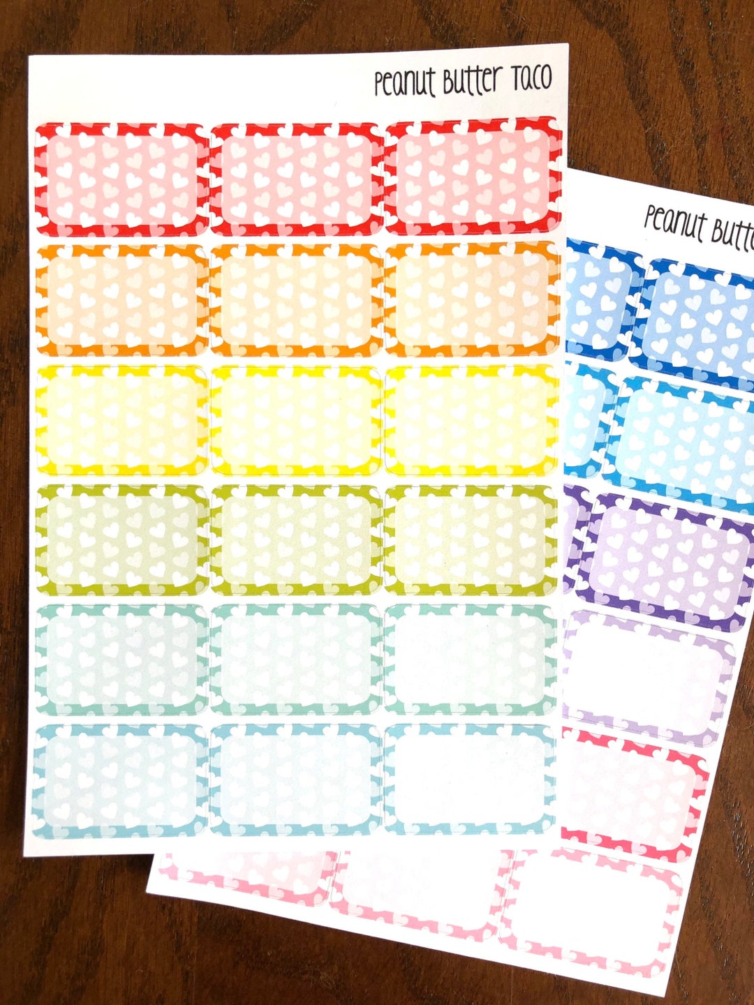 Heart Half Boxes - Heart Planner Stickers - Boxes Stickers - Heart ...