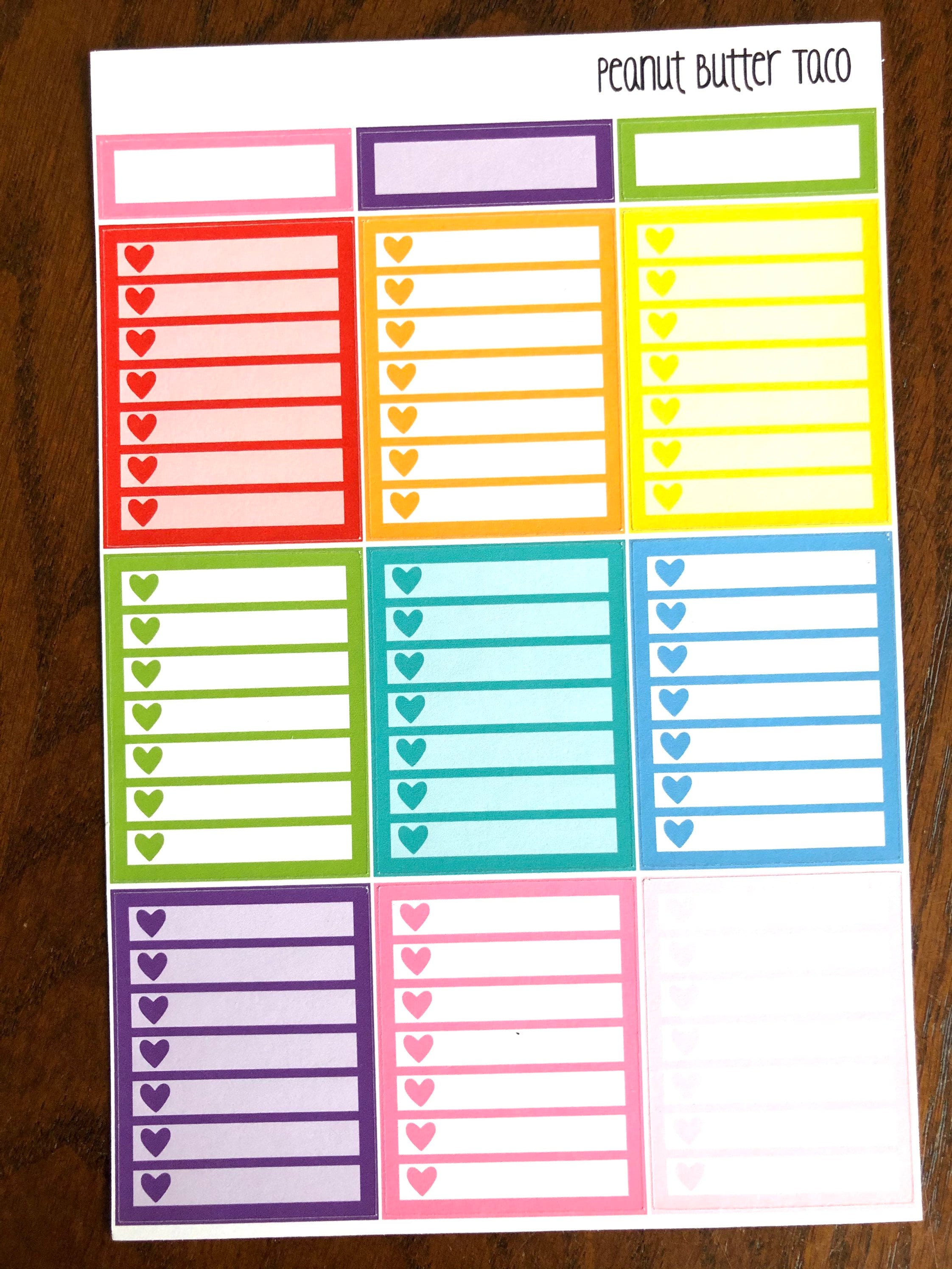 Full Box Checklist Planner Stickers Heart Checklists to Do - Etsy