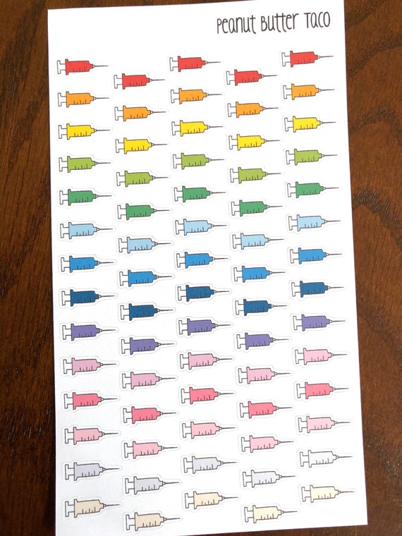 Syringes Planner Stickers Syringe Stickers Shot Stickers Etsy