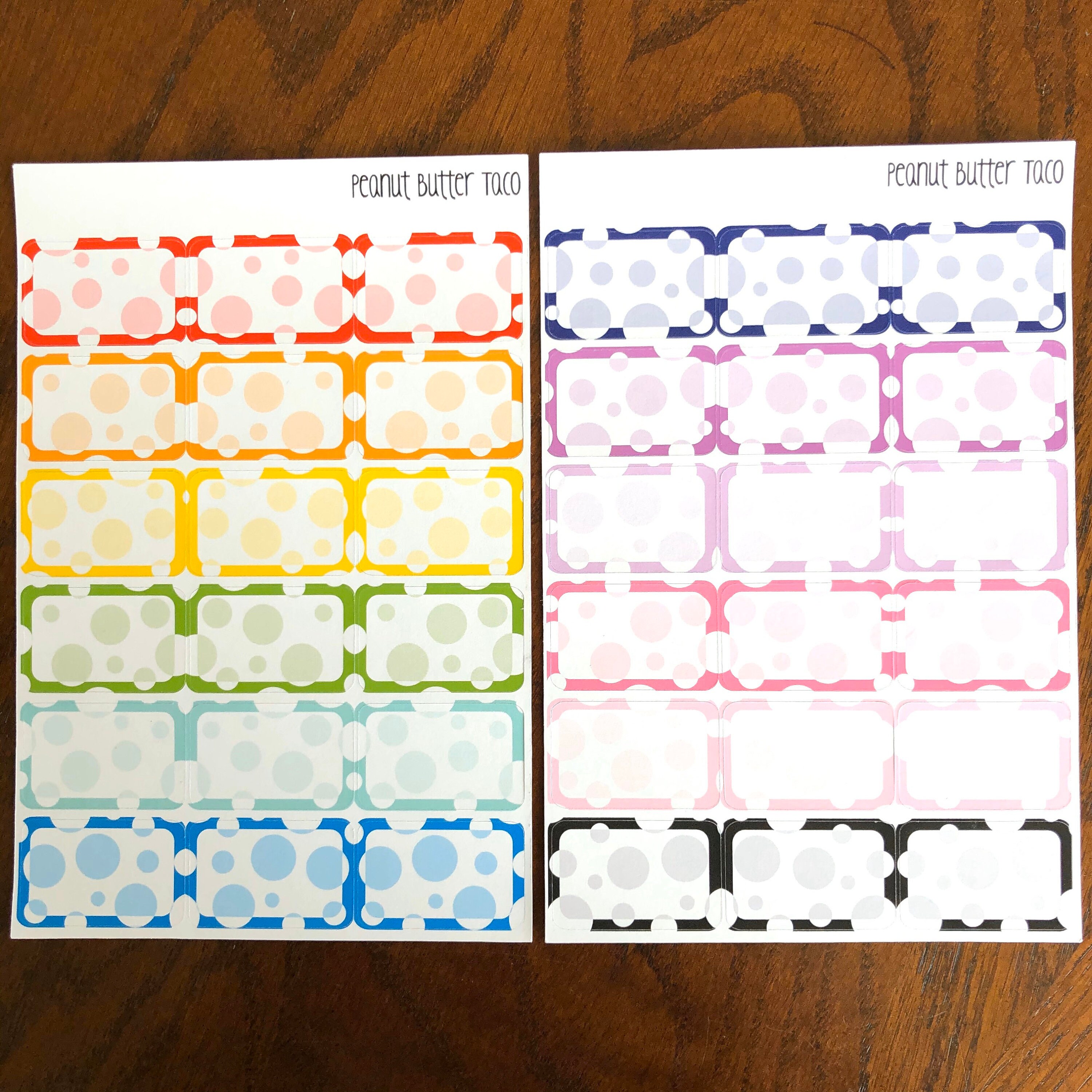 Inverse Polka Dot Half Boxes - Half Box Planner Stickers - Rainbow ...