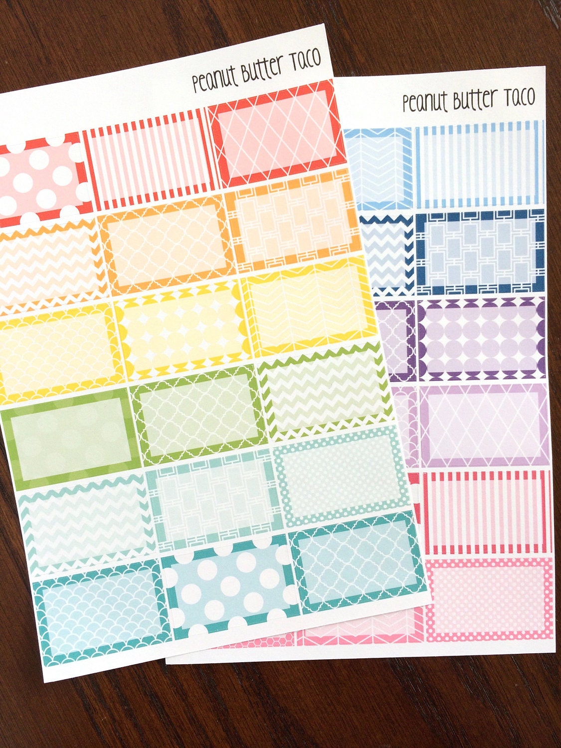 Patterned Rainbow Half Boxes Planner Stickers Designer Half | Etsy