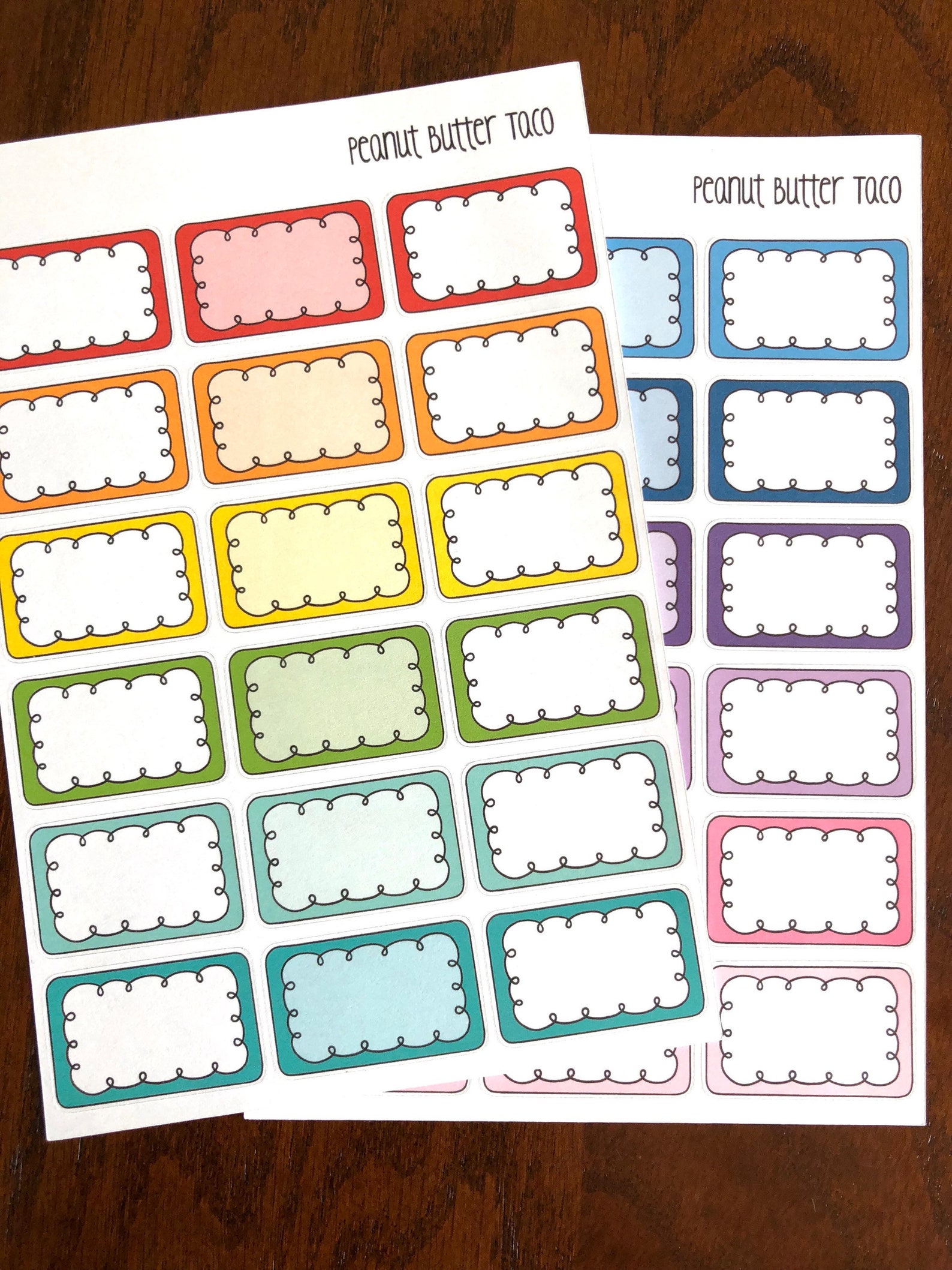 Rainbow Doodle Boxes - Half Box Planner Stickers - Half Boxes Stickers ...