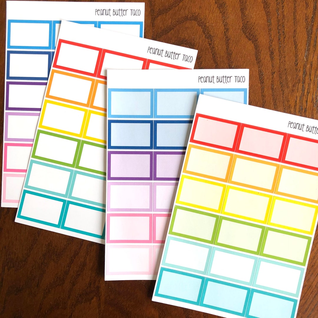 Ultimate Squared Rainbow Half Box Planner Stickers - Squared Half Boxes ...