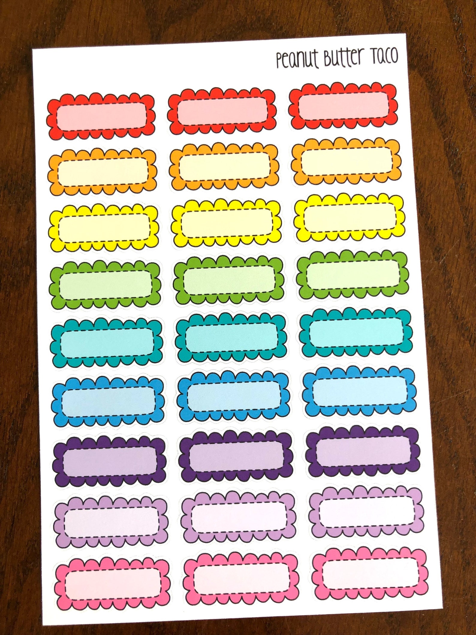 Scallop Quarter Boxes - Rainbow or Pastel Boxes - Doodle Boxes Planner ...