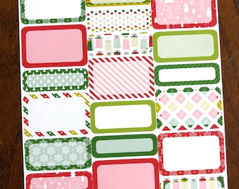 Noel Mixed Boxes - Christmas Planner Stickers - Box Stickers - Half Boxes - Quarter Boxes Planner Stickers - Mixed Size Boxes - Green Red