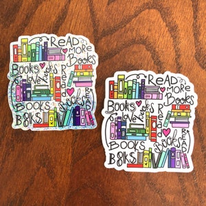 Sticker vinyle blanc ou pailleté - Sticker vinyle holographique livresques - Sticker livre holographique pour ordinateur portable - Stickers de lecture - rat de bibliothèque