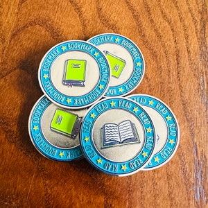 Reading Decision Coin - Metal Enamel Coin - Read or Bookmark - Bookish Coin Flip - Reading Books - Bookworm Gift - Stocking Stuffer