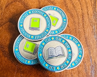 Reading Decision Coin - Metal Enamel Coin - Read or Bookmark - Bookish Coin Flip - Reading Books - Bookworm Gift - Stocking Stuffer