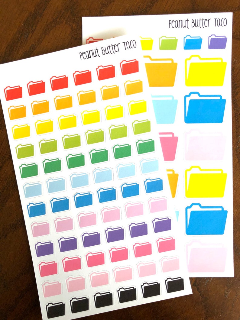 File Folder Stickers Small or Large File Folder Icon Planner Etsy