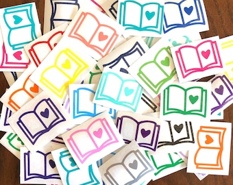 Small Open Book Vinyl Decal - Book Heart Decal - Bookish Decal - Reading Decal - Bookworm Gift - Book Cart Decal - Book Lover Decal