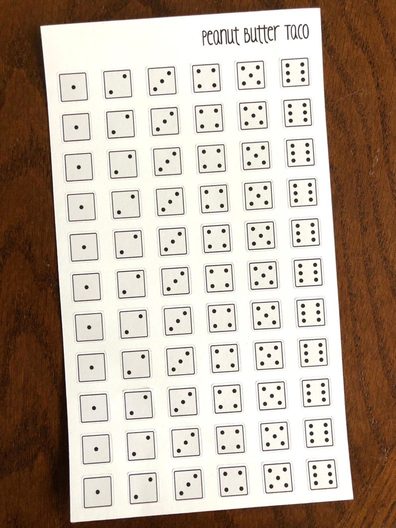 Dice Stickers Game Stickers Dice Planner Stickers Number Etsy