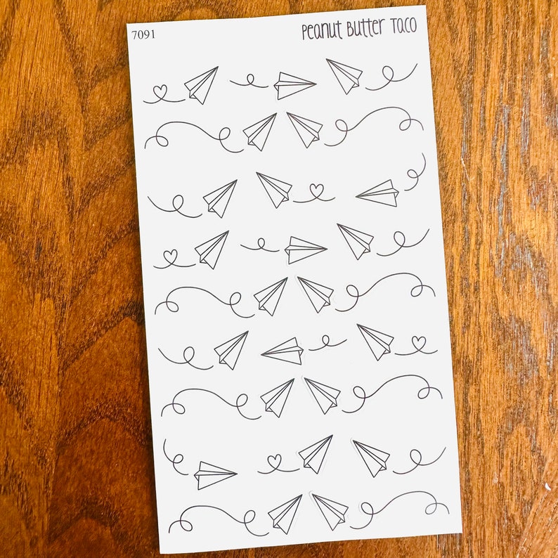 Paper Airplane Stickers - Doodle Planner Stickers - Hand Drawn Stickers ...