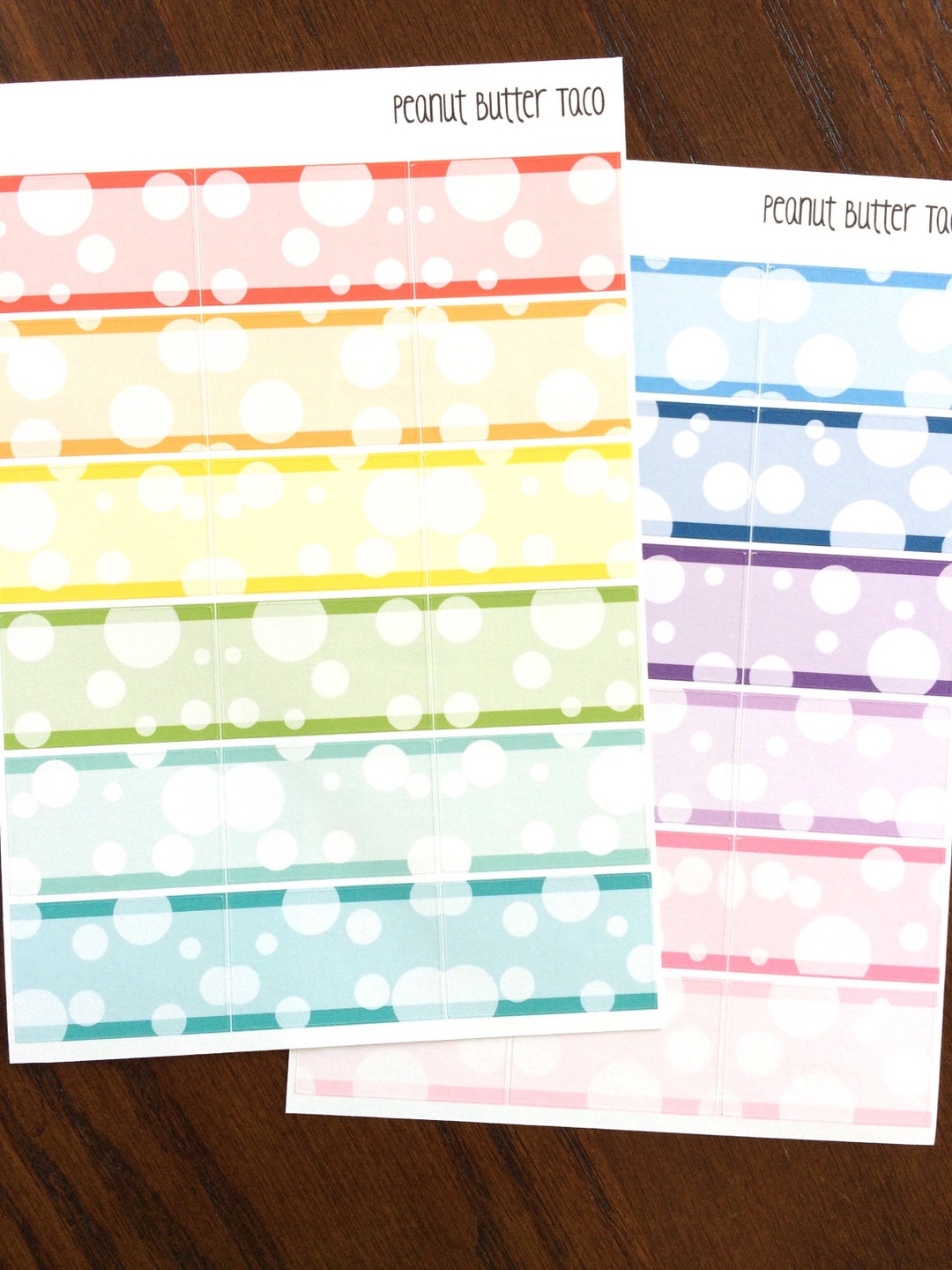 Bubbles Half Boxes Planner Stickers - Rainbow Half Box Stickers ...