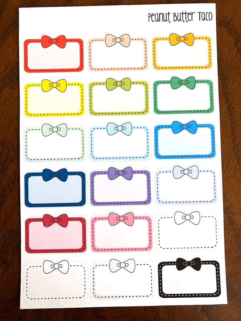 Stitched Bows Half Box Planner Stickers Rainbow Half Boxes | Etsy