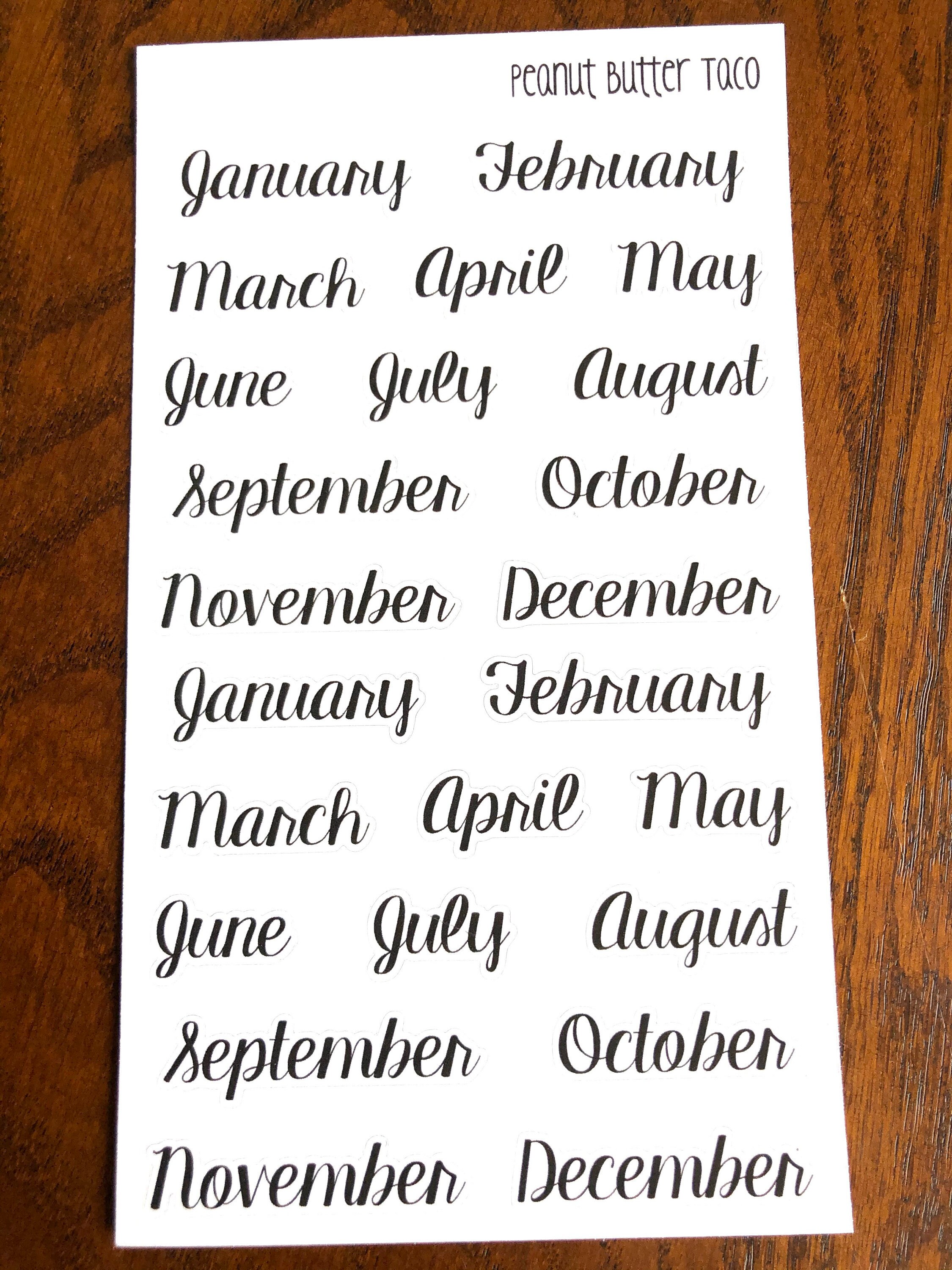 Bujo Stickers - Months - English Sticker for Sale by Azyrielle