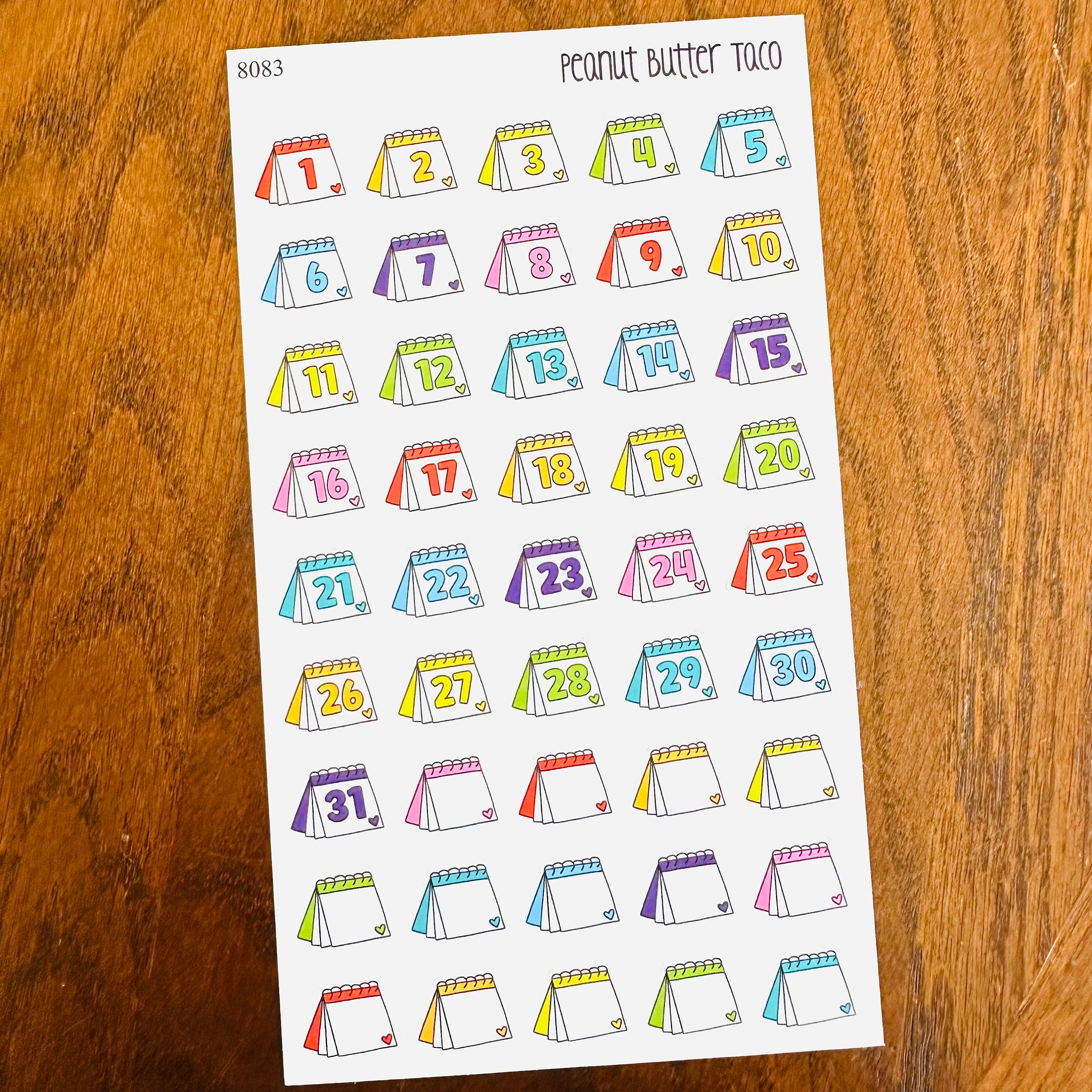 Desk Calendar Date Planner Stickers - Number Stickers - Dates Stickers ...