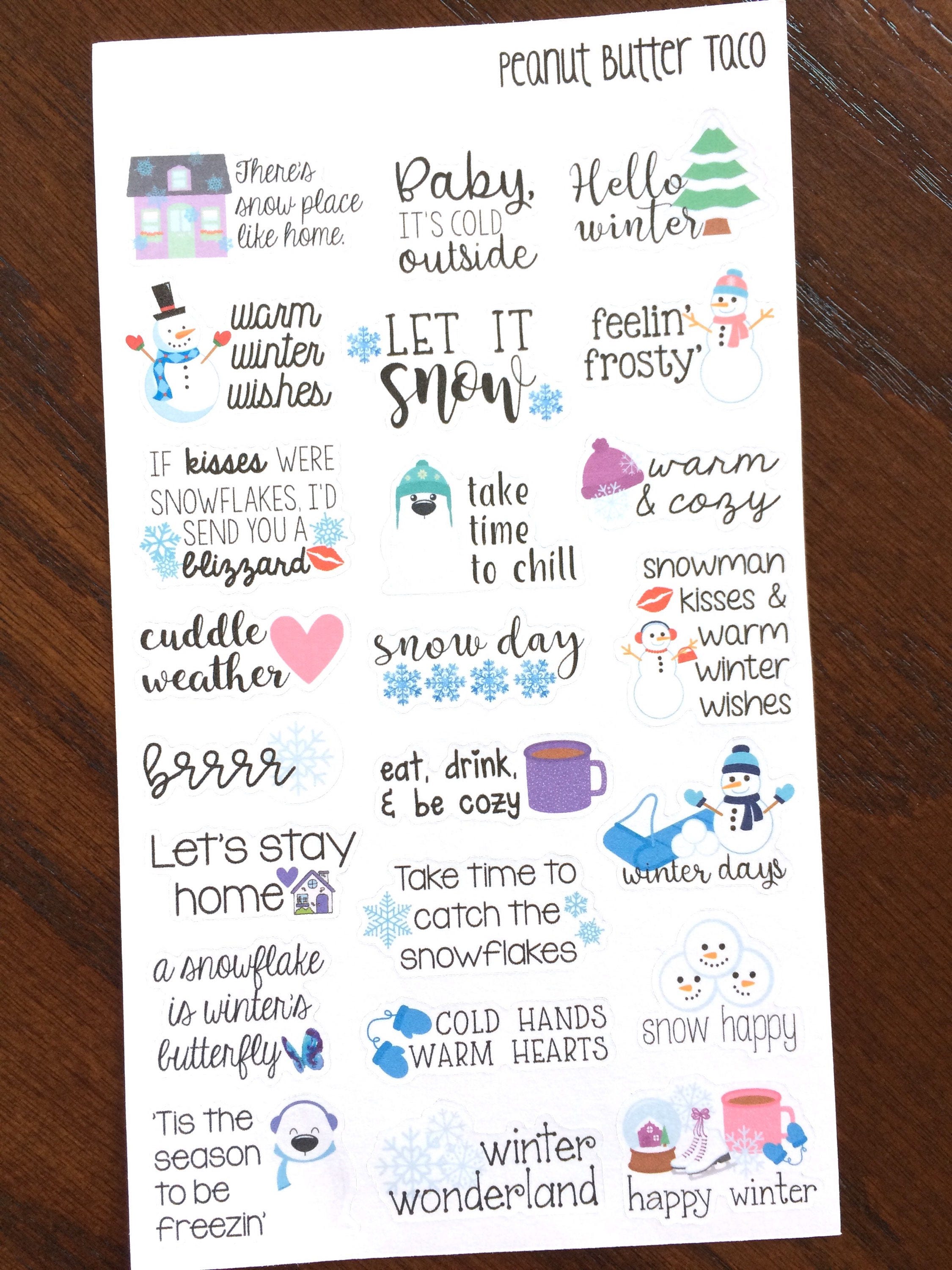 Winter Sayings Planner Stickers Winter Quote Stickers Winter Stickers  Snowman Stickers Polar Bear Stickers Snowflake Stickers 