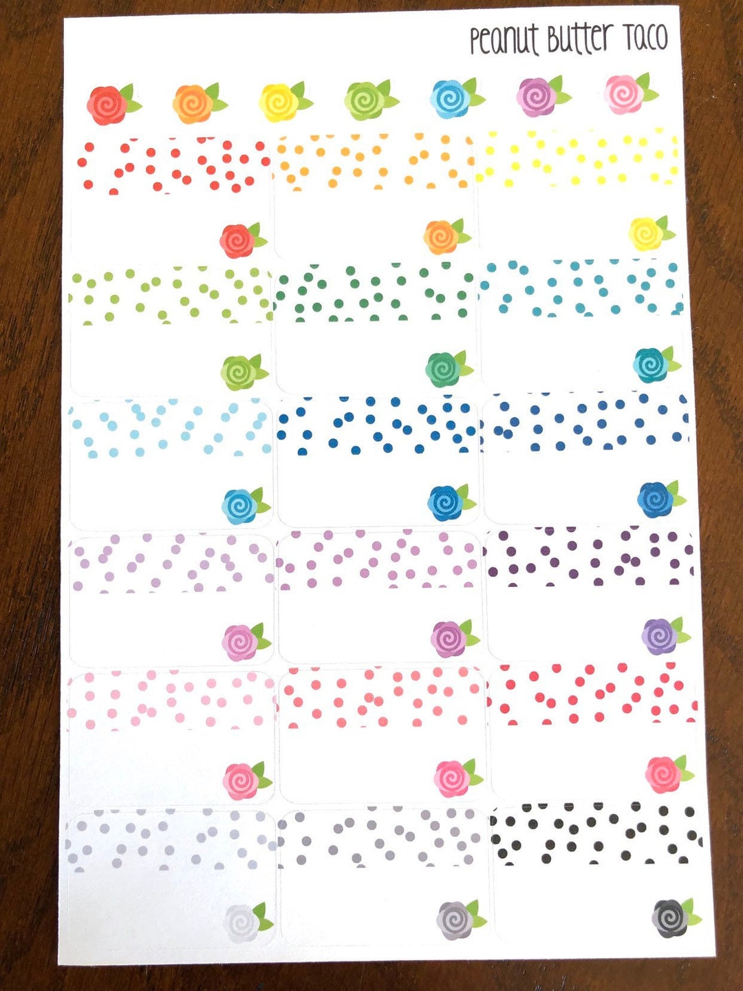 Confetti Roses Half Box Planner Stickers - Rainbow Confetti Half Boxes ...