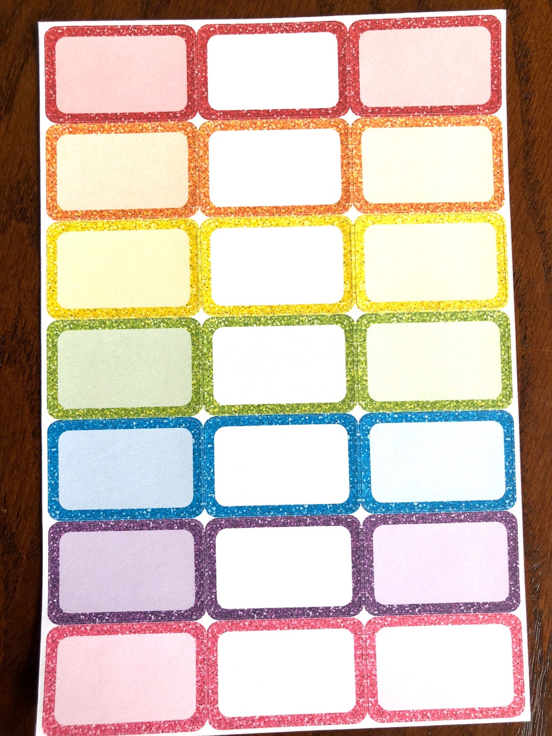 Glitter Rainbow Half Box Planner Stickers - Rainbow Half Boxes ...