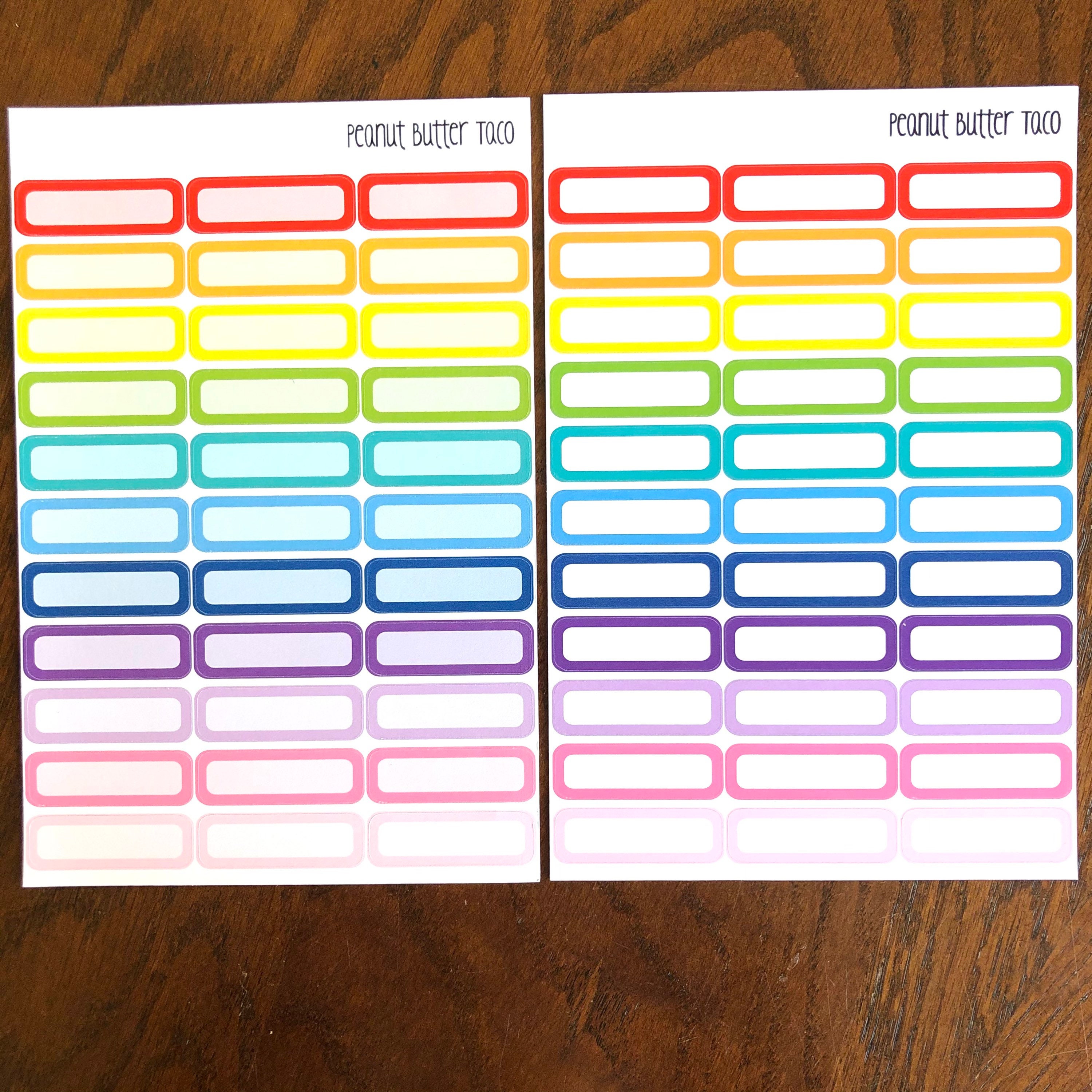 Rounded Rainbow Quarter Boxes Planner Stickers - Shaded or White Inlay ...
