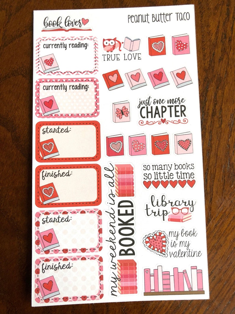 Bookish Valentine Planner Stickers  Valentine's Day image 0