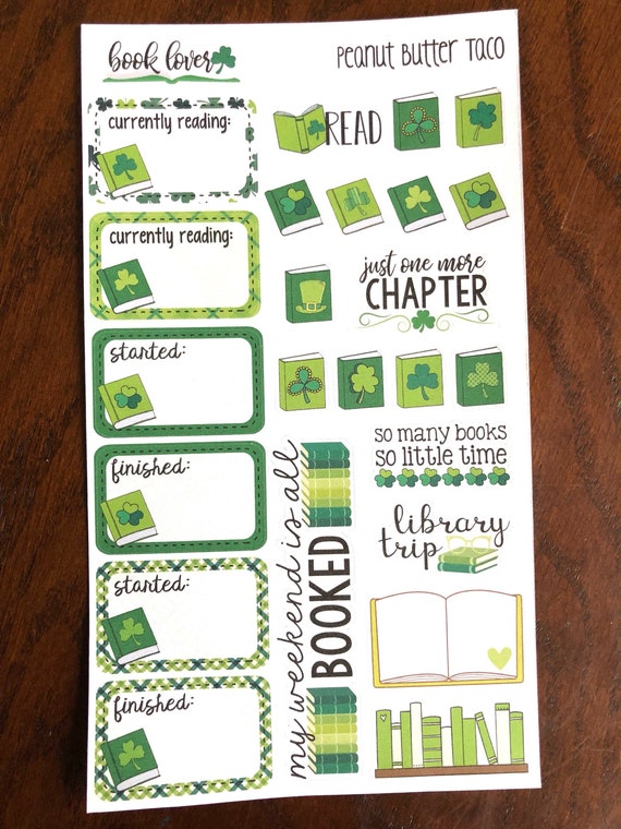Bookish St Patrick S Day Planner Stickers Green Book Etsy