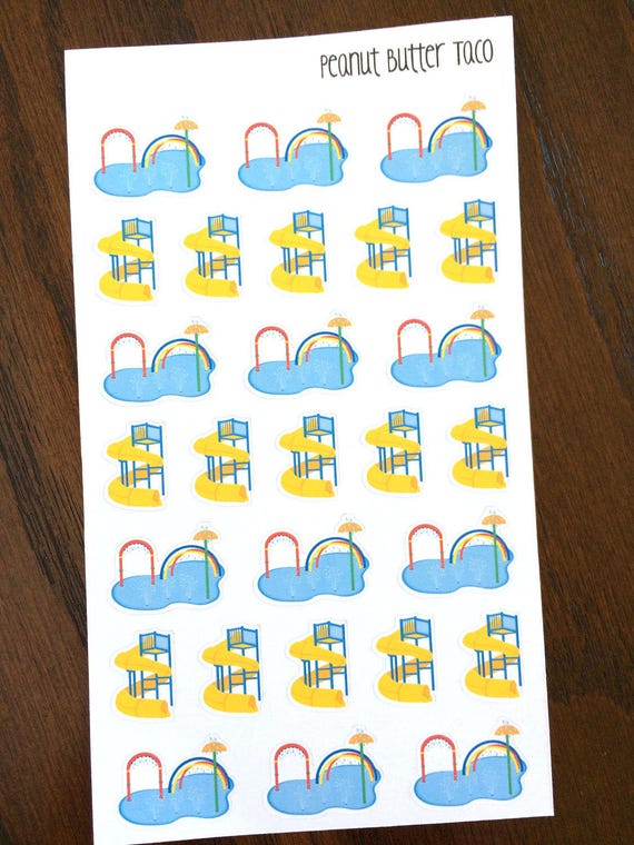 Water Park Planner Stickers - Kid Stickers - Water Slide Stickers - Pool Time Stickers - Pool Stickers - Splash Pad Stickers - Mom Stickers