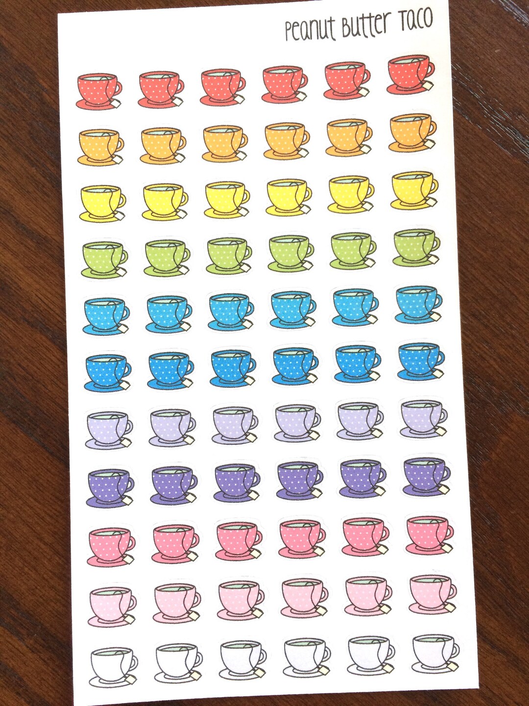 Tea Stickers - Rainbow Tea Planner Stickers - Tea Time Stickers ...