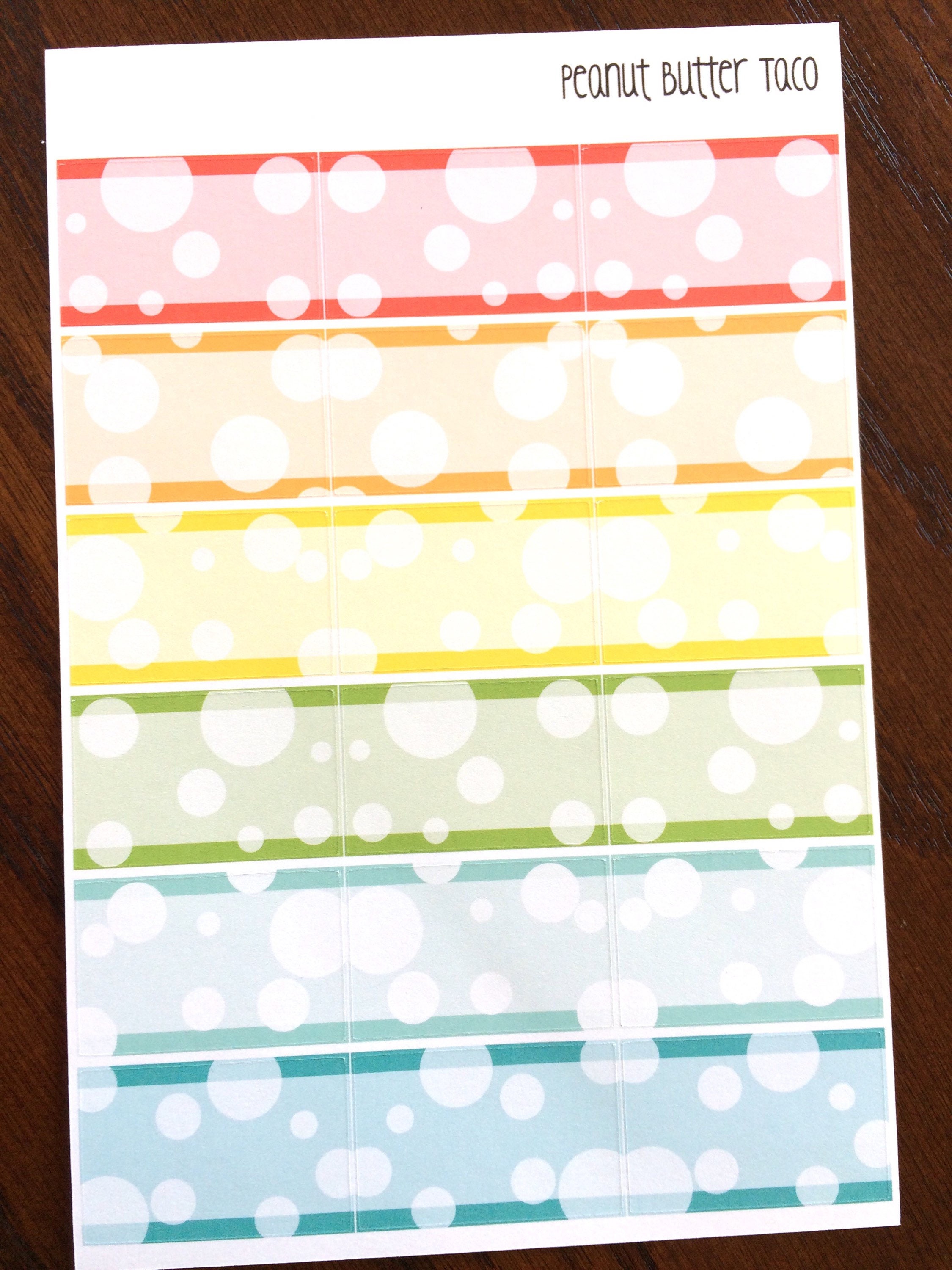 Bubbles Half Boxes Planner Stickers - Rainbow Half Box Stickers ...