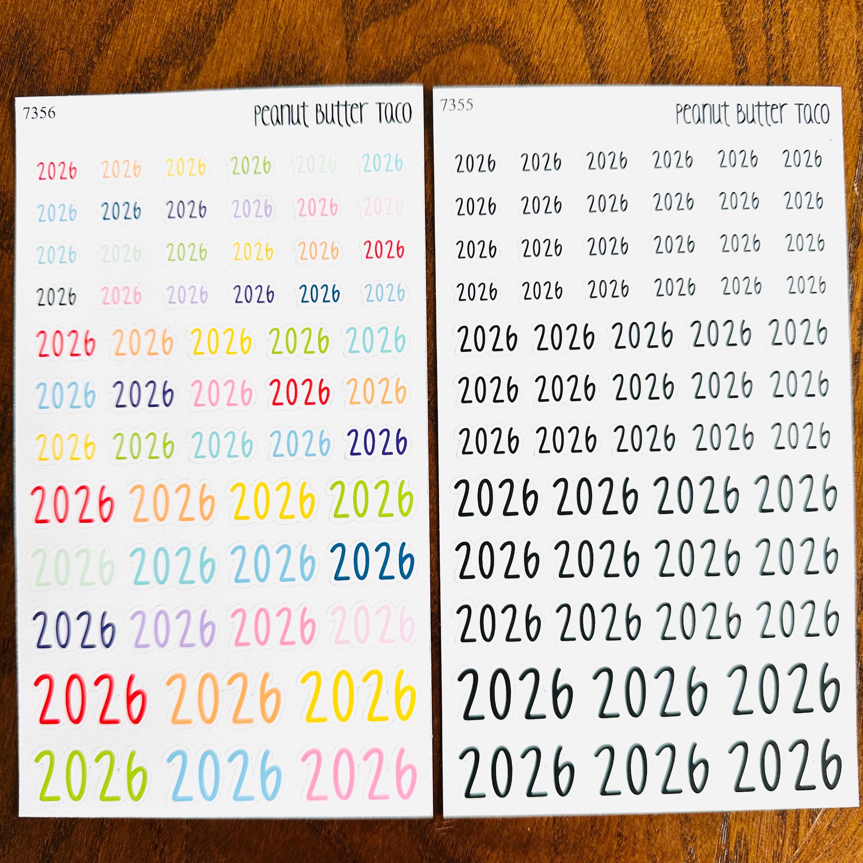 2026 Year Planner Stickers - Number Date Stickers - Bujo Stickers ...