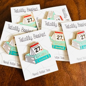 Totally Booked Enamel Pin - Bookstack Pin - Bookish Hard Enamel Pin - Reading Pin - Bookworm Pin - Bookworm Gift - Book Lover - Calendar