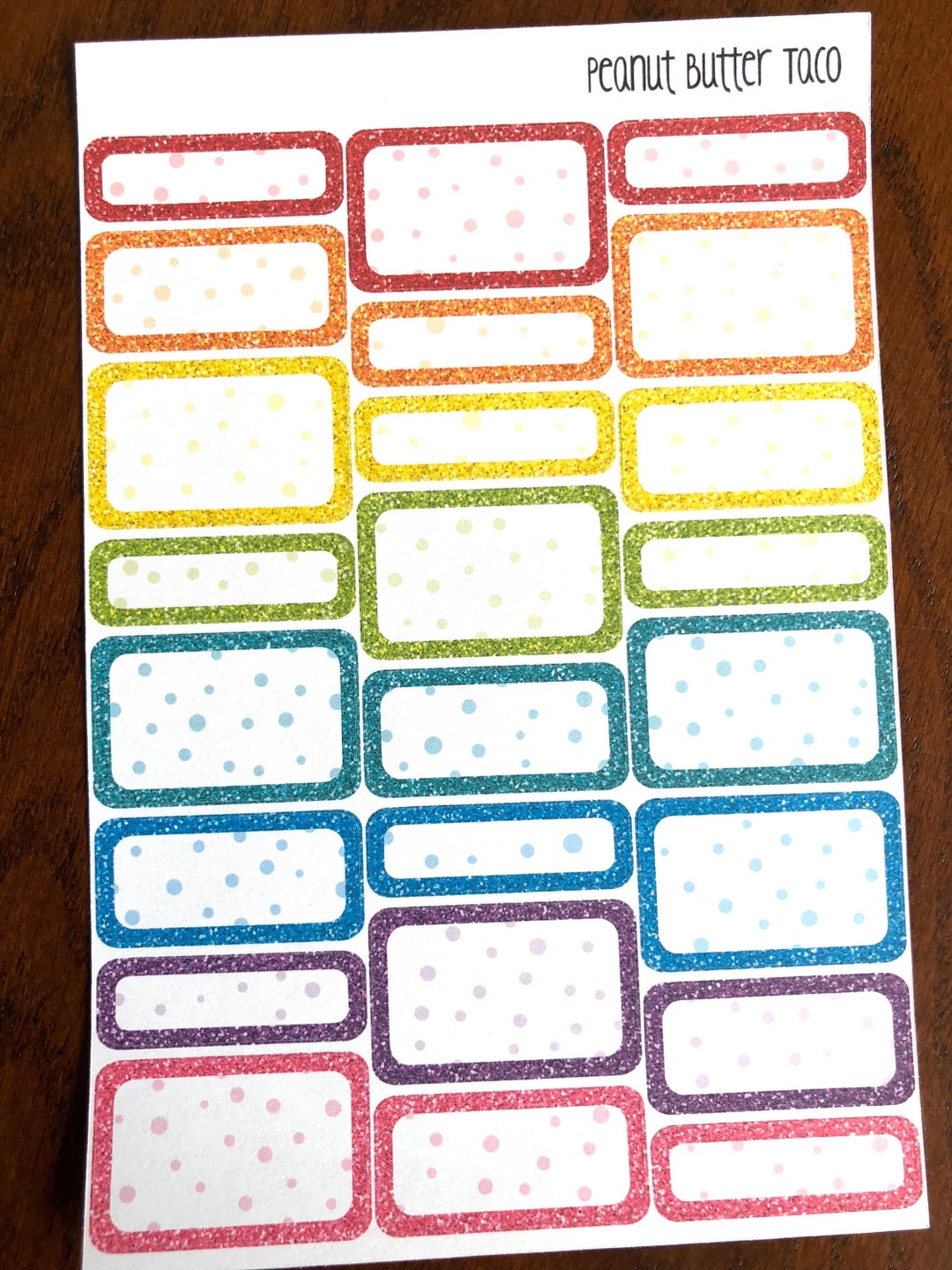 Glitter Dotty Rainbow Boxes - Box Planner Stickers - Mixed Sized Boxes ...