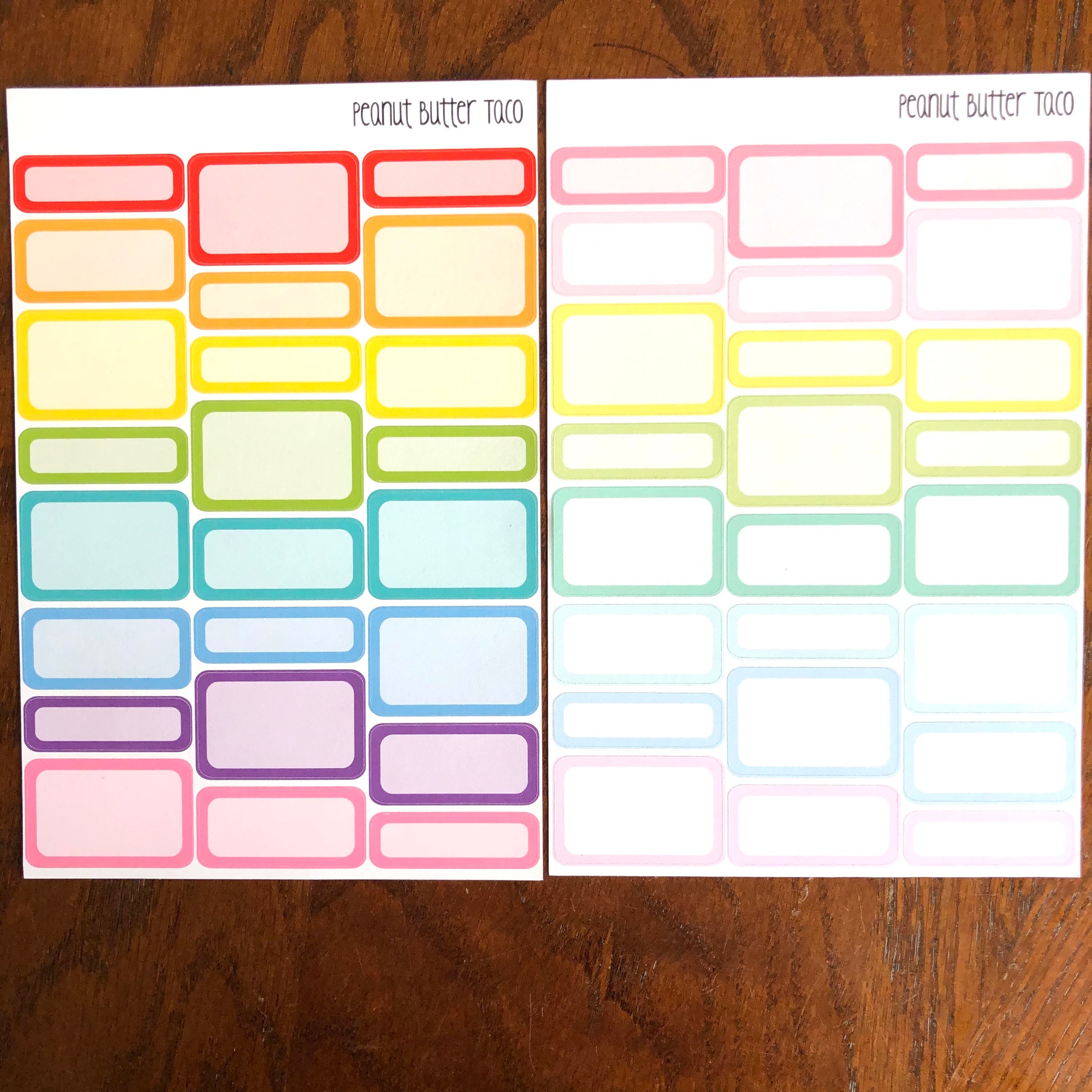 Rainbow or Pastel Mixed Boxes Planner Stickers - Box Stickers - Half ...