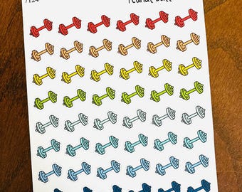 Weights Planner Stickers - Barbell Planner Stickers - Gym Planner Stickers - Workout Planner Stickers - Fitness Planner Stickers - Rainbow