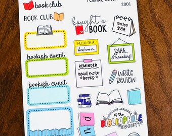 Rainbow Bookish Sampler Planner Stickers - Reading Stickers - Bright Reading Stickers - Book Stickers - Bookworm Stickers - Library Stickers