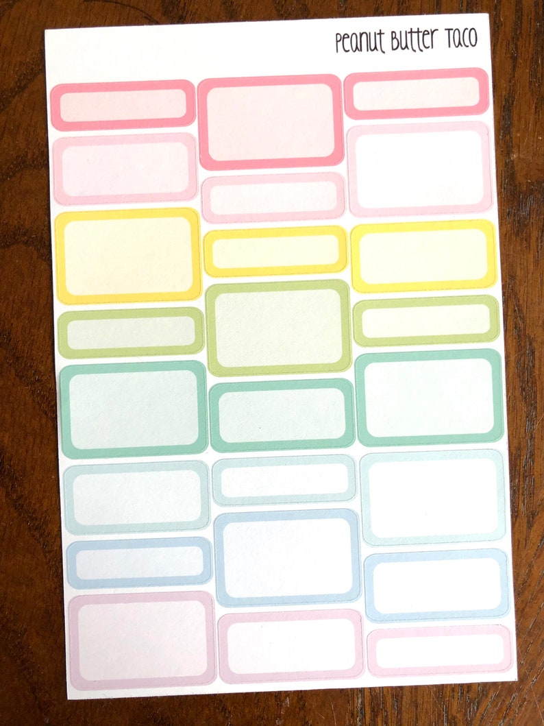 Rainbow or Pastel Mixed Boxes Planner Stickers - Box Stickers - Half ...