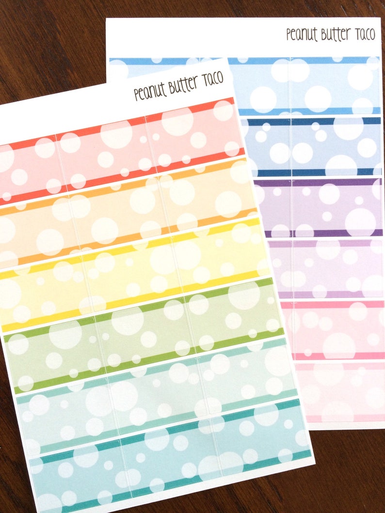 Bubbles Half Boxes Planner Stickers - Rainbow Half Box Stickers ...