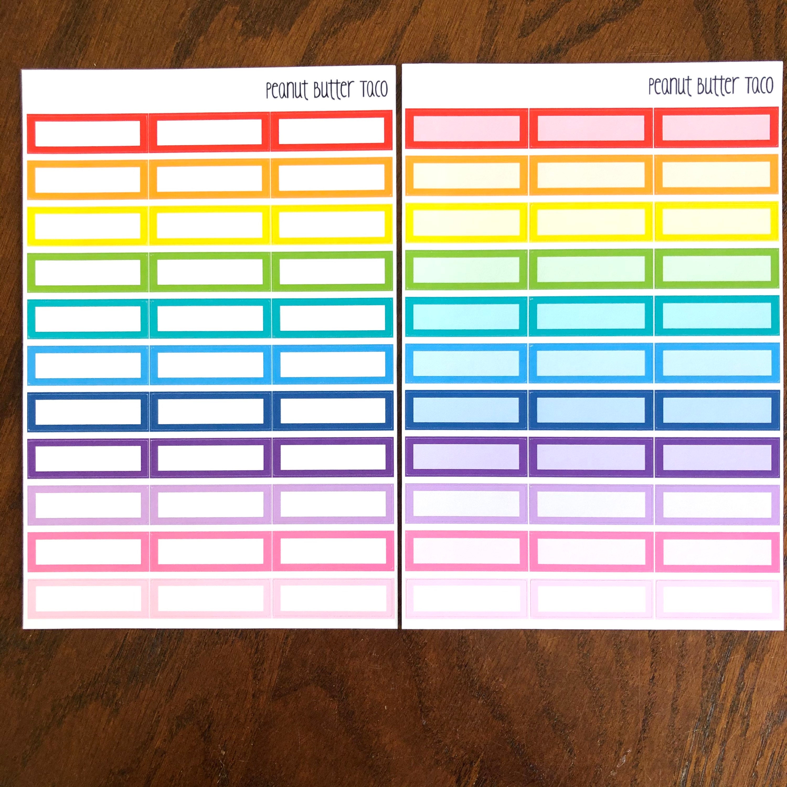 Squared Quarter Boxes - Rainbow or Pastel Quarter Box Planner Stickers ...