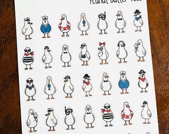 Seagull Planner Stickers - Nautical Icons - Summer Stickers - Boating Stickers - Summer Deco Stickers - Vacation Stickers - Seagulls