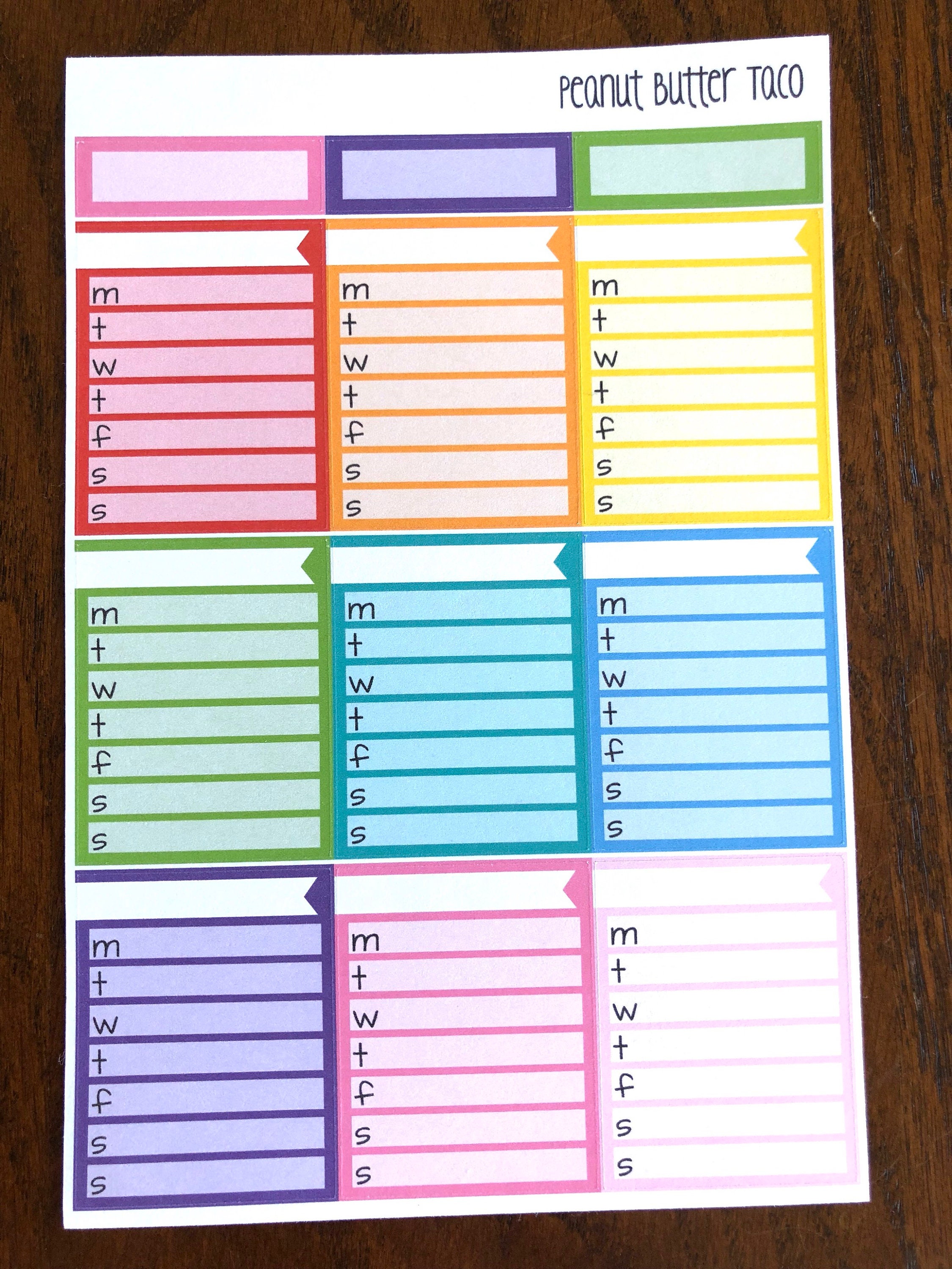 Customizable Sidebar Stickers - Weekly Stickers - Days of the Week ...