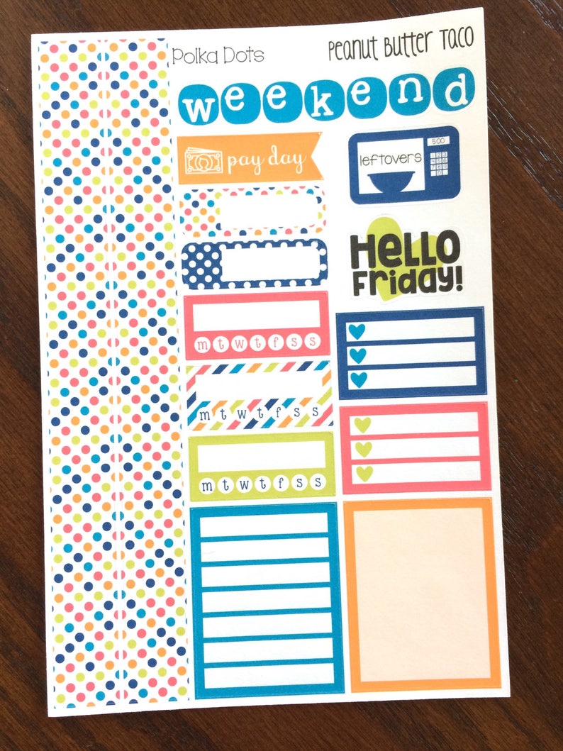Polka Dots Weekly Kit Planner Stickers Simple Weekly Kit Functional Weekly Kit Planner Stickers Bright Weekly Kit