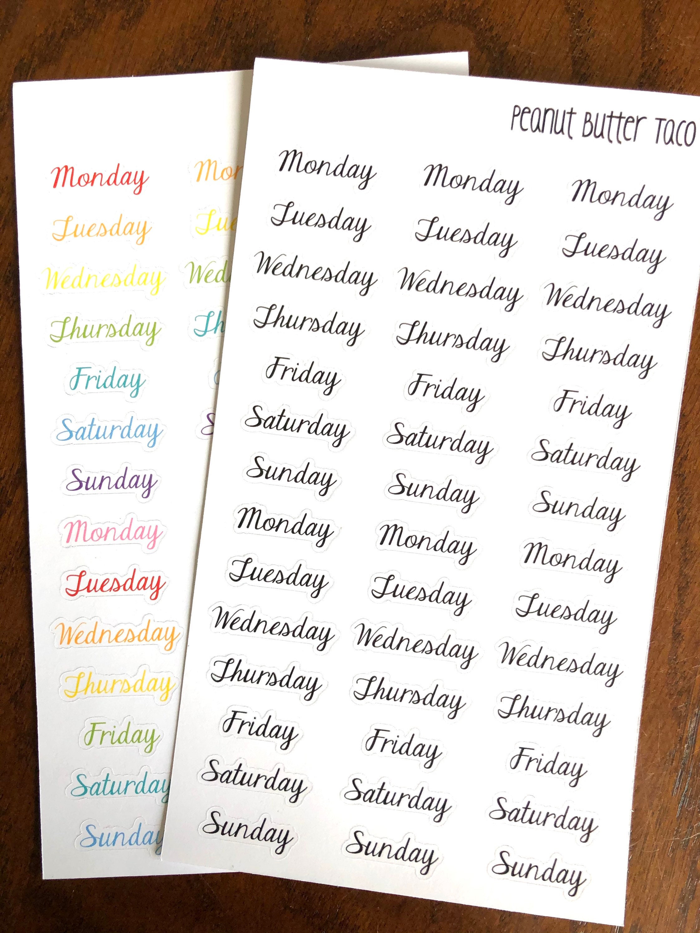 Digital Days of the Week Stickers - Colorful, Days Of The Week Stickers 