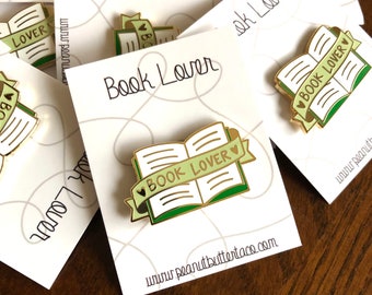 Book Lover Enamel Pin - Bookish Enamel Pin - Open Book Reading Pin - Bookworm Pin - Literary Pin - Bookworm Gift - Hard Enamel Pin