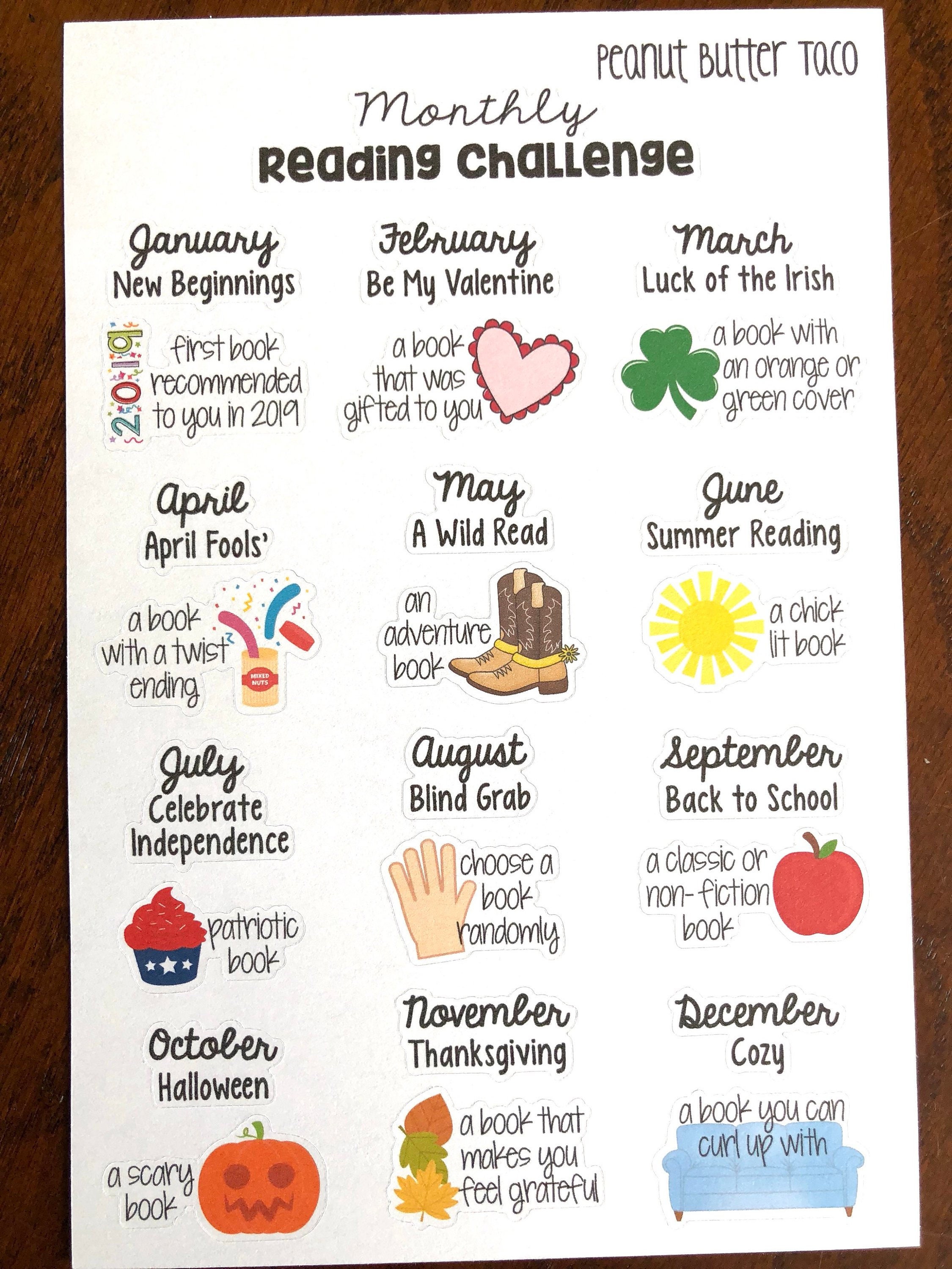 Monthly Reading Challenge 2019 Planner Stickers Monthly Etsy