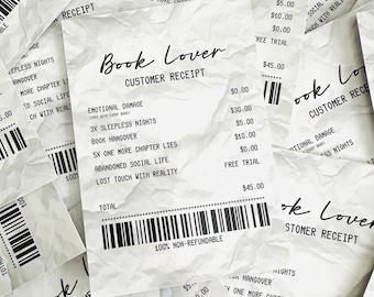 Book Lover Receipt Bookmark - Laminated Bookmark - Book Lover Bookmark - Book Receipt - Readers Receipt - Bookish Receipt - Funny Bookmark