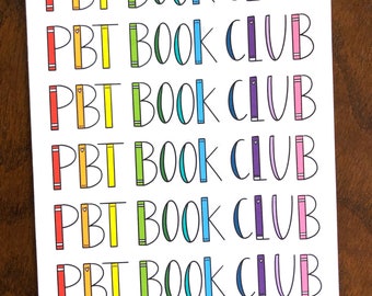 PBT Buch Club Doodle Titel Planner Aufkleber - Lesen Notebook Aufkleber - Bücherwurm Planner Aufkleber - Bullet Journal Aufkleber