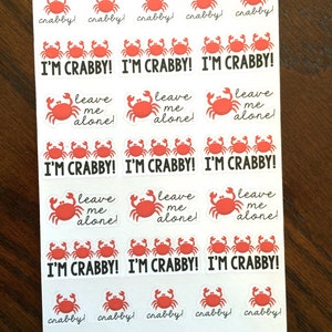 Crabby Planner Stickers - Crab Stickers - Bad Day Stickers - Funny Stickers - I&#39;m Crabby - Leave Me Alone - Crabby Stickers - Mood Stickers