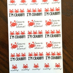 Crabby Planner Stickers - Crab Stickers - Bad Day Stickers - Funny Stickers - I'm Crabby - Leave Me Alone - Crabby Stickers - Mood Stickers