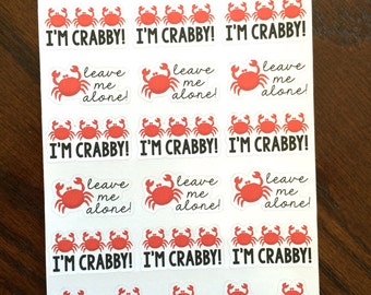 Crabby Planner Stickers - Crab Stickers - Bad Day Stickers - Funny Stickers - I'm Crabby - Leave Me Alone - Crabby Stickers - Mood Stickers